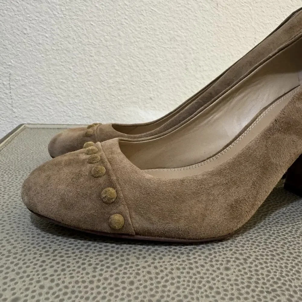 Tory Burch Brown Tan Colt 85mm Soho Suede Pump Sz 8.5 M